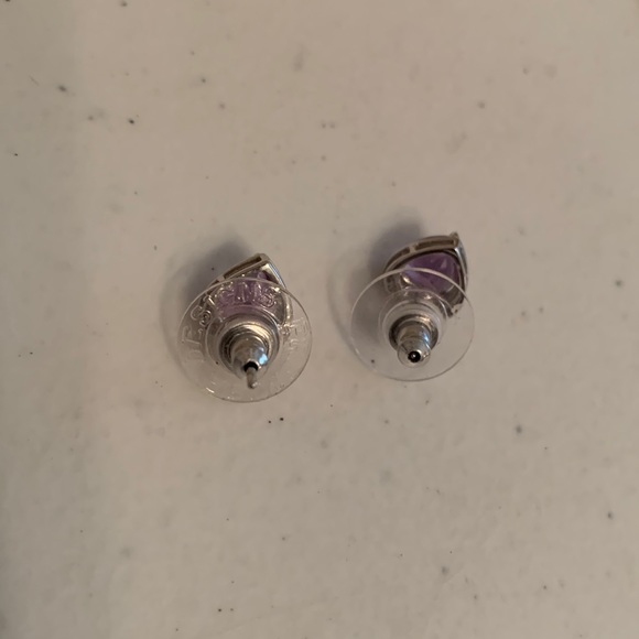 Heart shaped purple Amethyst with diamond accent necklace and matching earrings - Picture 4 of 6